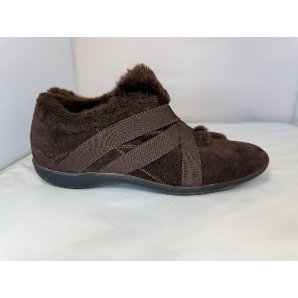 Stuart Weitzman Brown Suede Faux Fur Lined Slip On Shoes SW06107 Womens 8 M